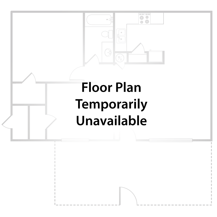 Floor plan for 1 bed, 1 bath